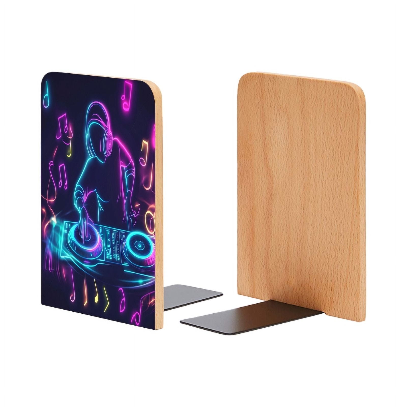 Bookends 1 Pair Non-Skid Bookend Wood Bookends for Shelves Book Stand ...