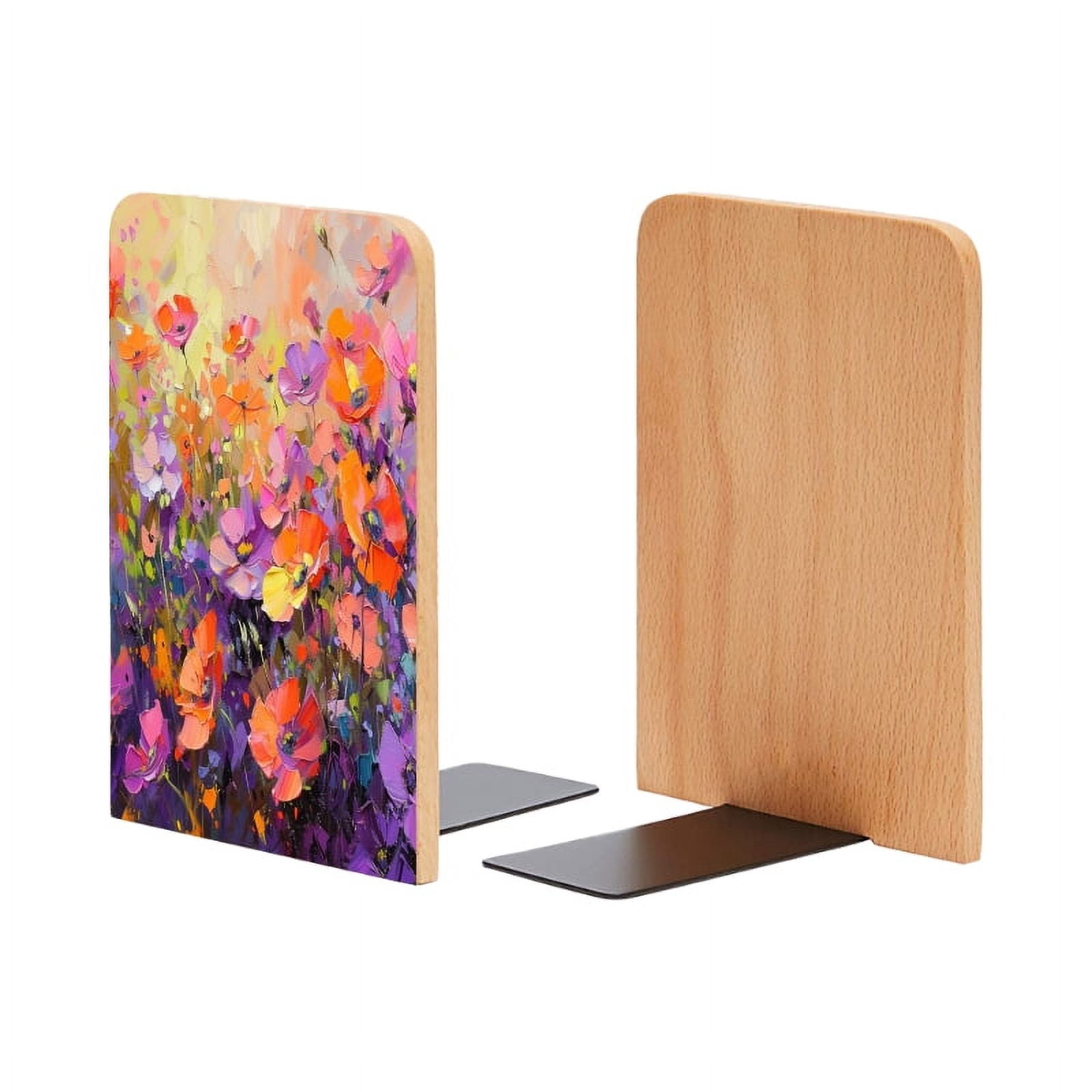 Left Bookend Bookends 1 Pair Non-Skid Bookend Wood Bookends for Shelves Book Stand ...