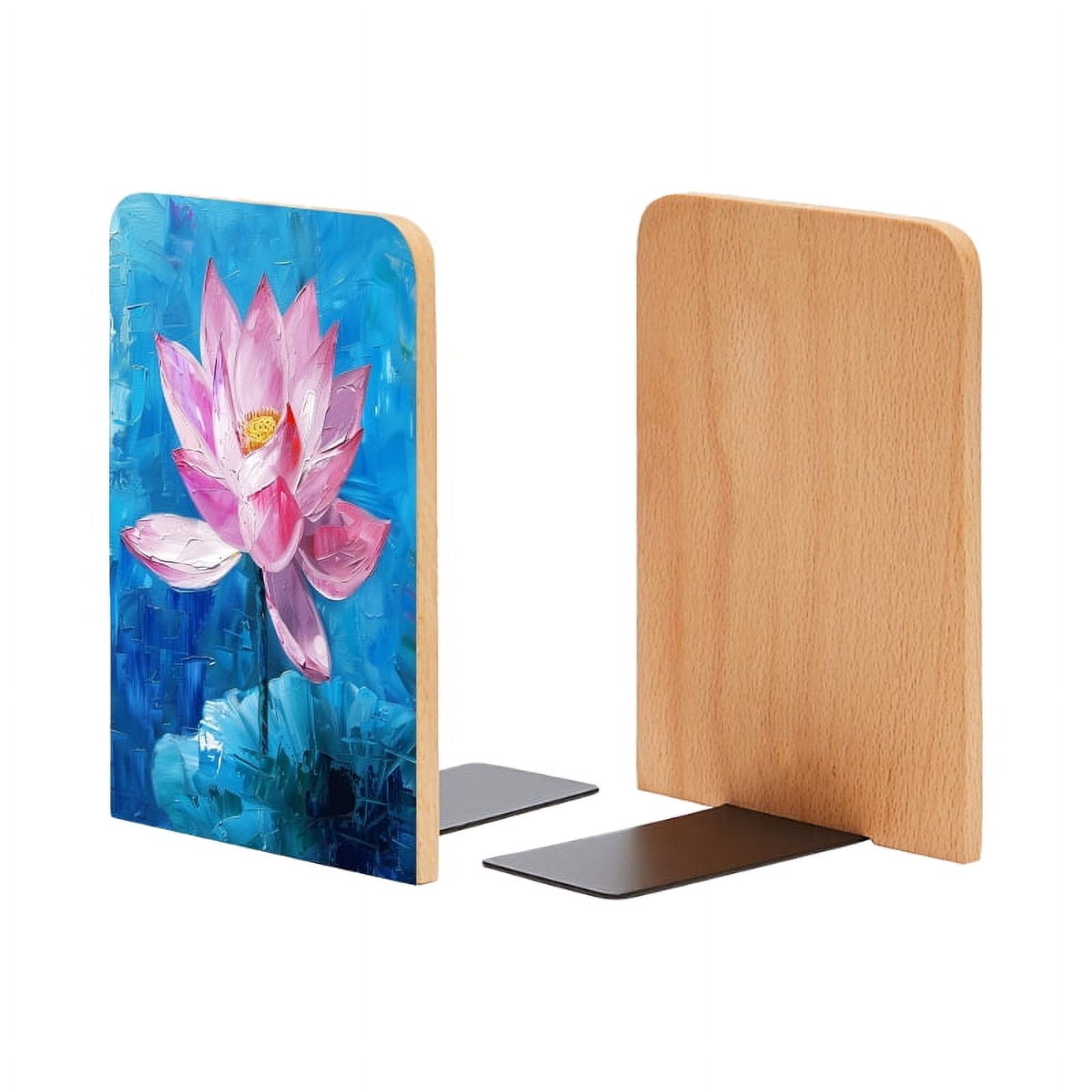 Bookends 1 Pair Non-Skid Bookend Wood Bookends for Shelves Book Stand ...