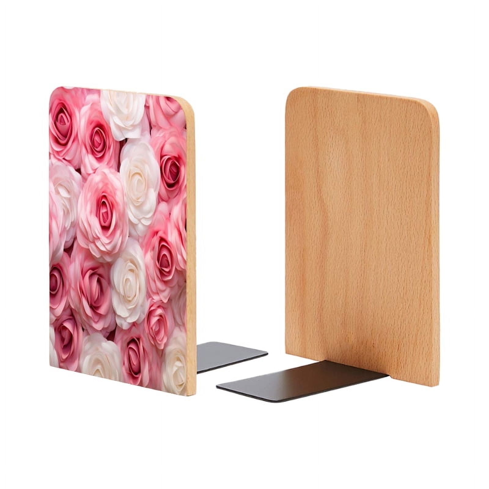 Bookends 1 Pair Non-Skid Bookend Wood Bookends for Shelves Book Stand ...