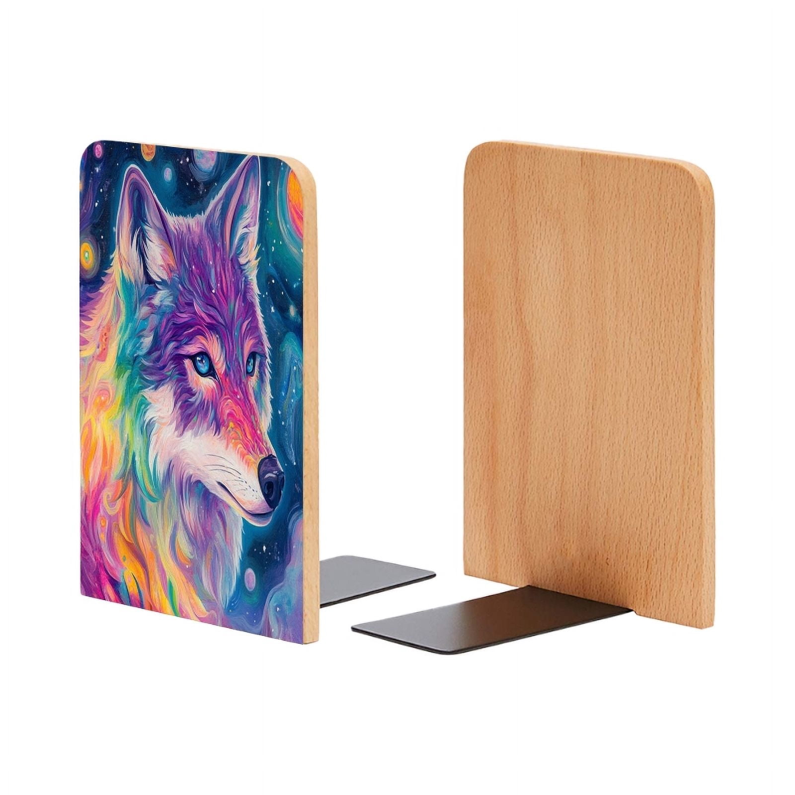 Bookends 1 Pair Non-Skid Bookend Wood Bookends for Shelves Book Stand ...