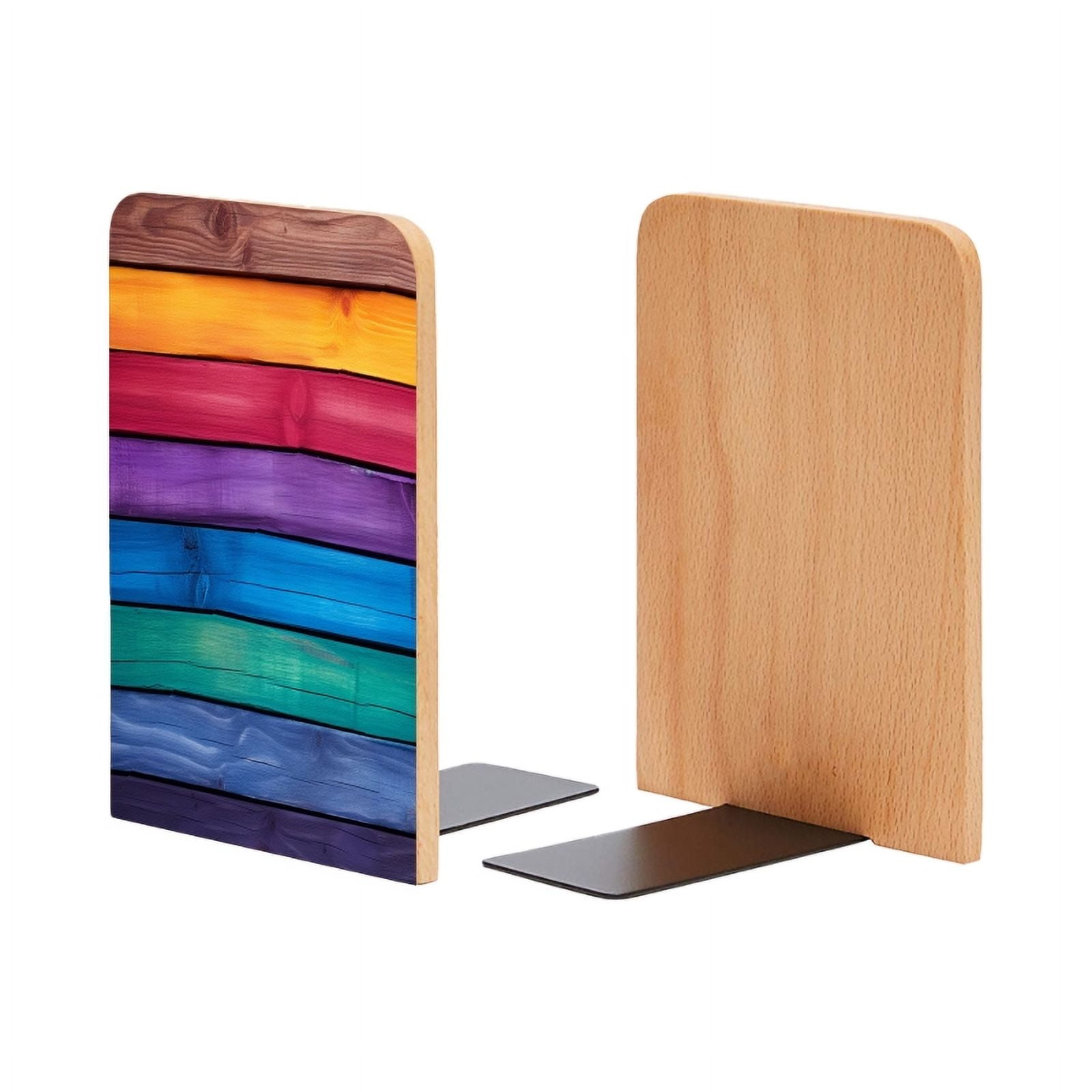 Bookends 1 Pair Non-Skid Bookend Wood Bookends for Shelves Book Stand ...