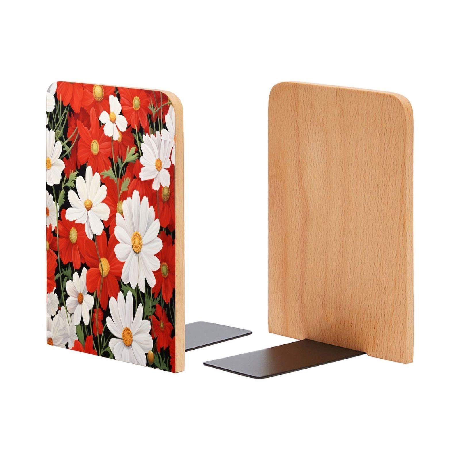 Bookends 1 Pair Non-Skid Bookend Wood Bookends for Shelves Book Stand ...