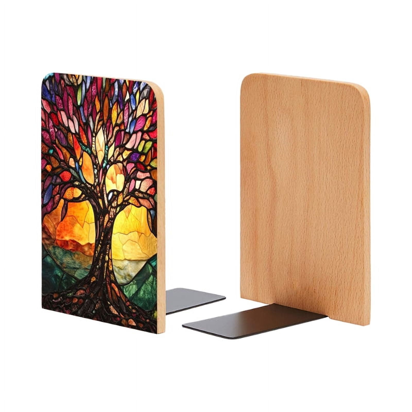 Bookends 1 Pair Non-Skid Bookend Wood Bookends for Shelves Book Stand ...