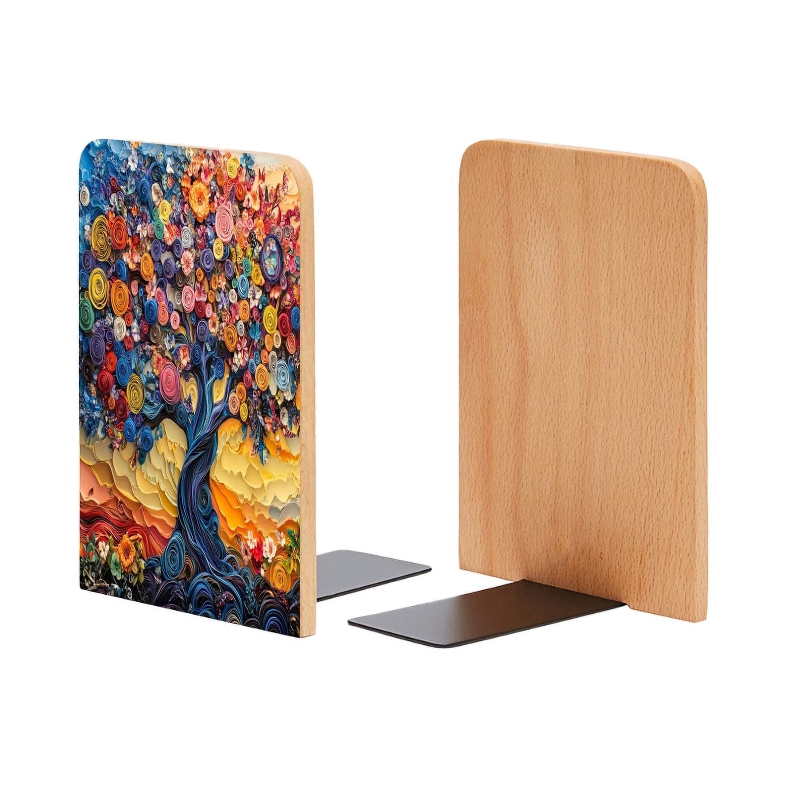 Tree Bookends Bookends 1 Pair Non-Skid Bookend Wood Bookends for Shelves Book Stand ...