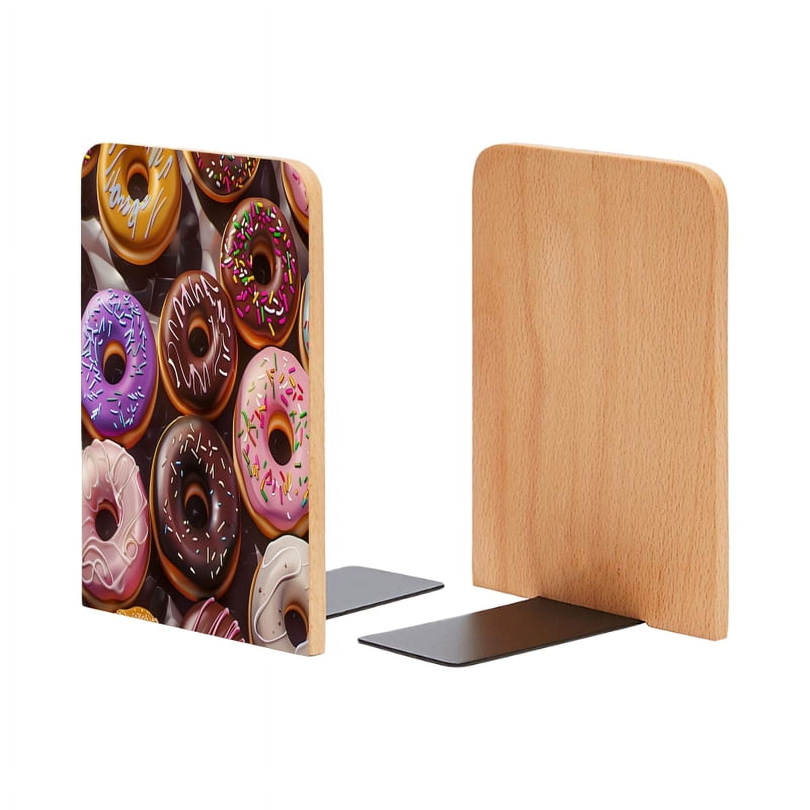 Bookends 1 Pair Non-Skid Bookend Wood Bookends for Shelves Book Stand ...
