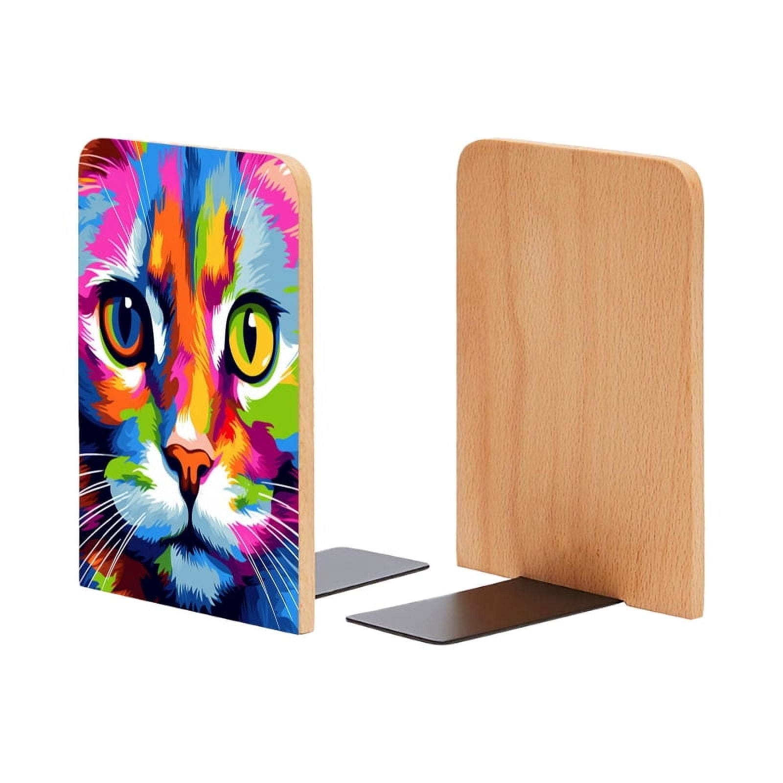 Bookends 1 Pair Non-Skid Bookend Wood Bookends for Shelves Book Stand ...
