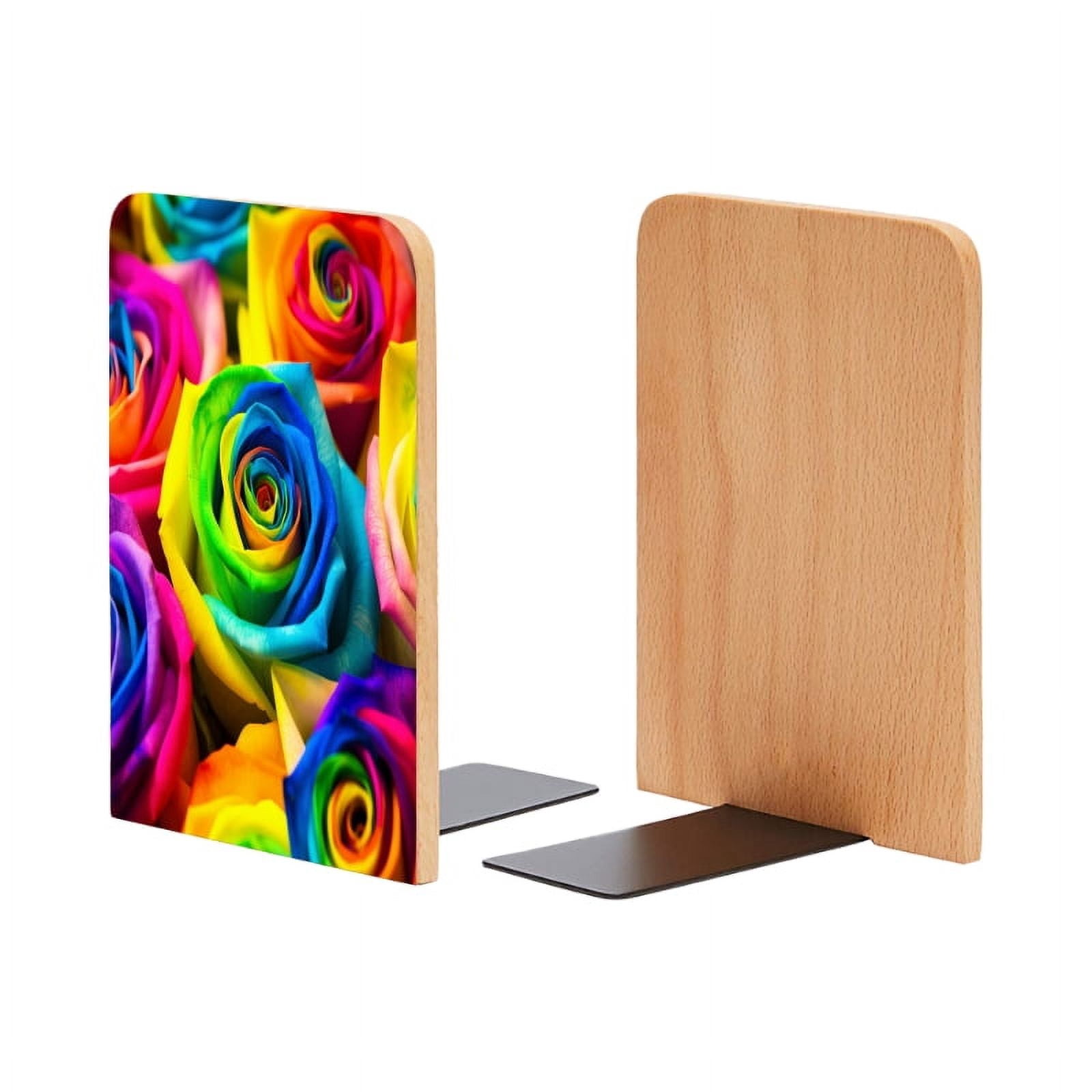 Bookends 1 Pair Non-Skid Bookend Wood Bookends for Shelves Book Stand ...