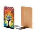 thumbnail image 1 of Bookends 1 Pair Non-Skid Bookend Wood Bookends for Shelves Book Stand for CDs - Vibrant Tree of Life With Branches Reaching Out To The Sky, 1 of 7