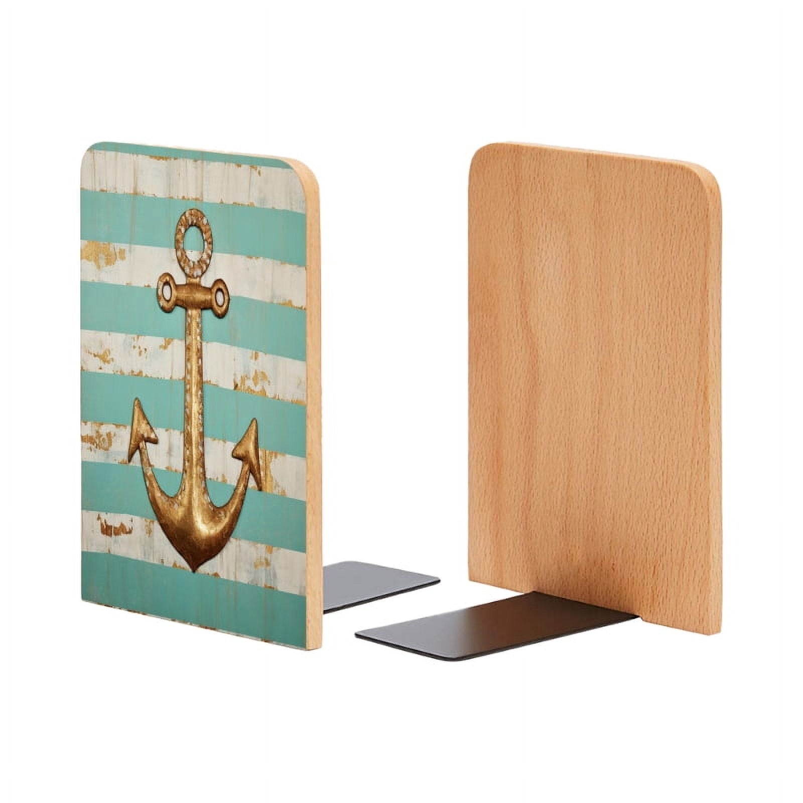 Bookends 1 Pair Non-Skid Bookend Wood Bookends for Shelves Book Stand ...