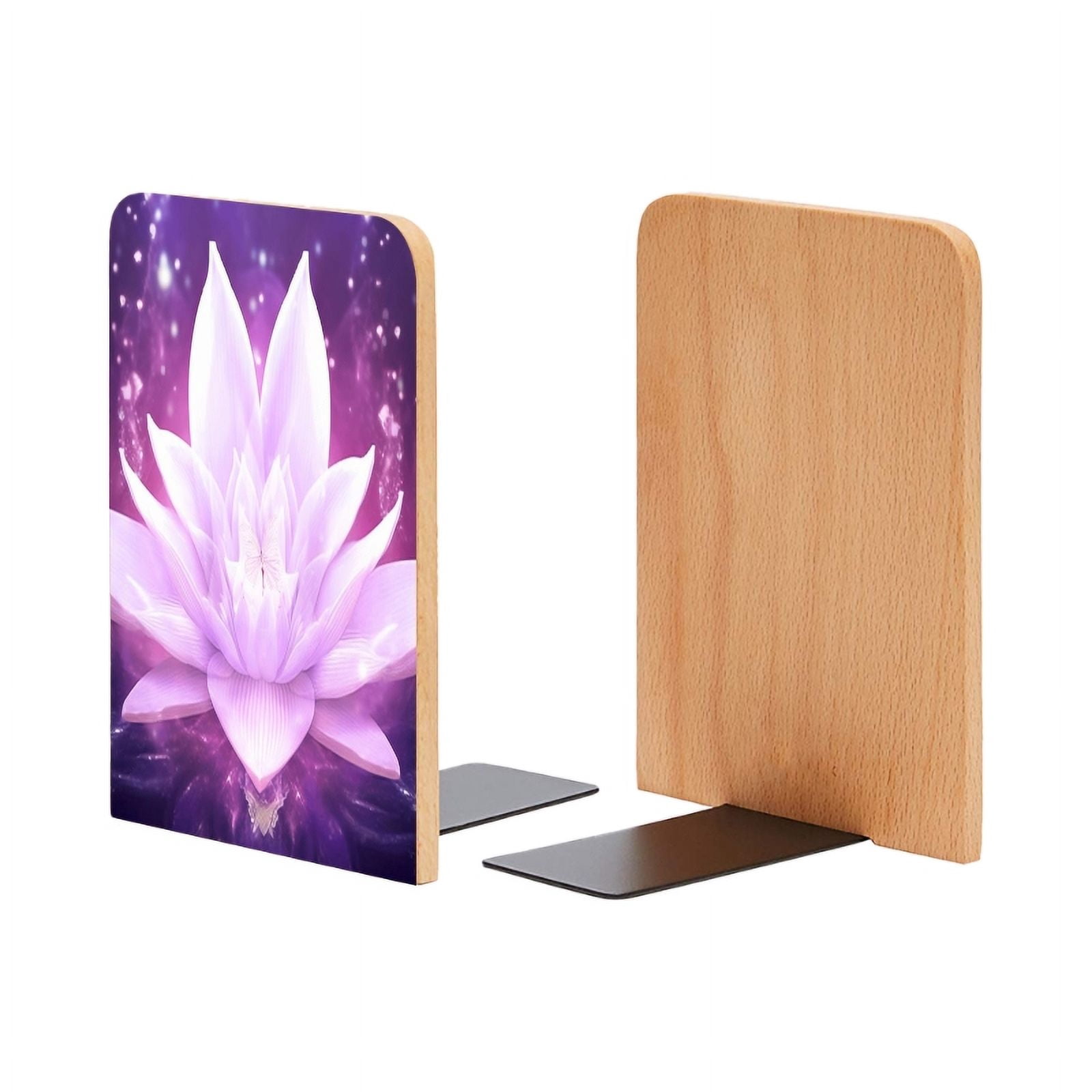 Bookends 1 Pair Non-Skid Bookend Wood Bookends for Shelves Book Stand ...