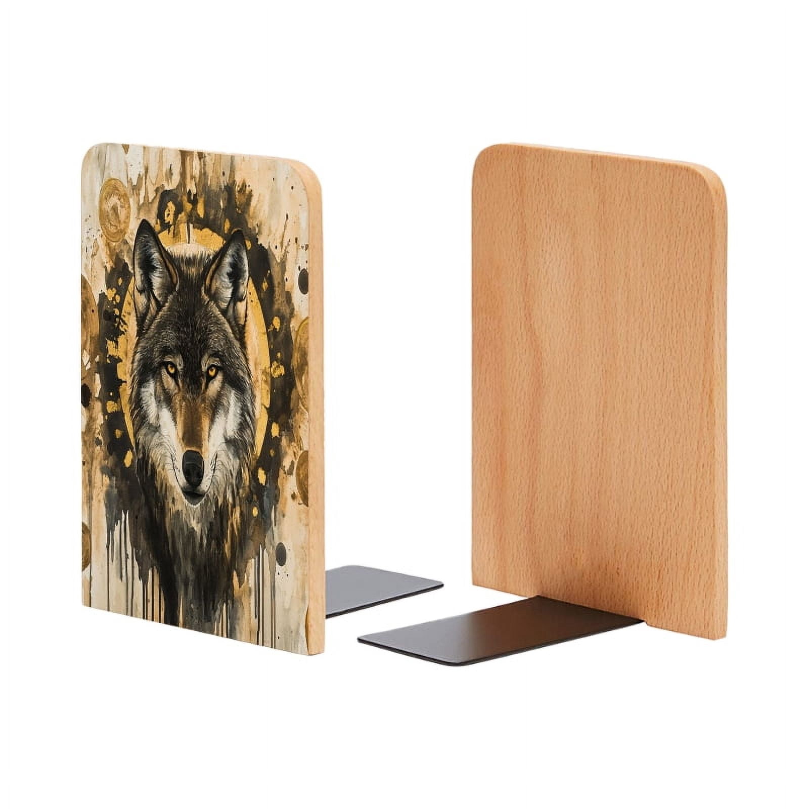 Bookends 1 Pair Non-Skid Bookend Wood Bookends for Shelves Book Stand ...