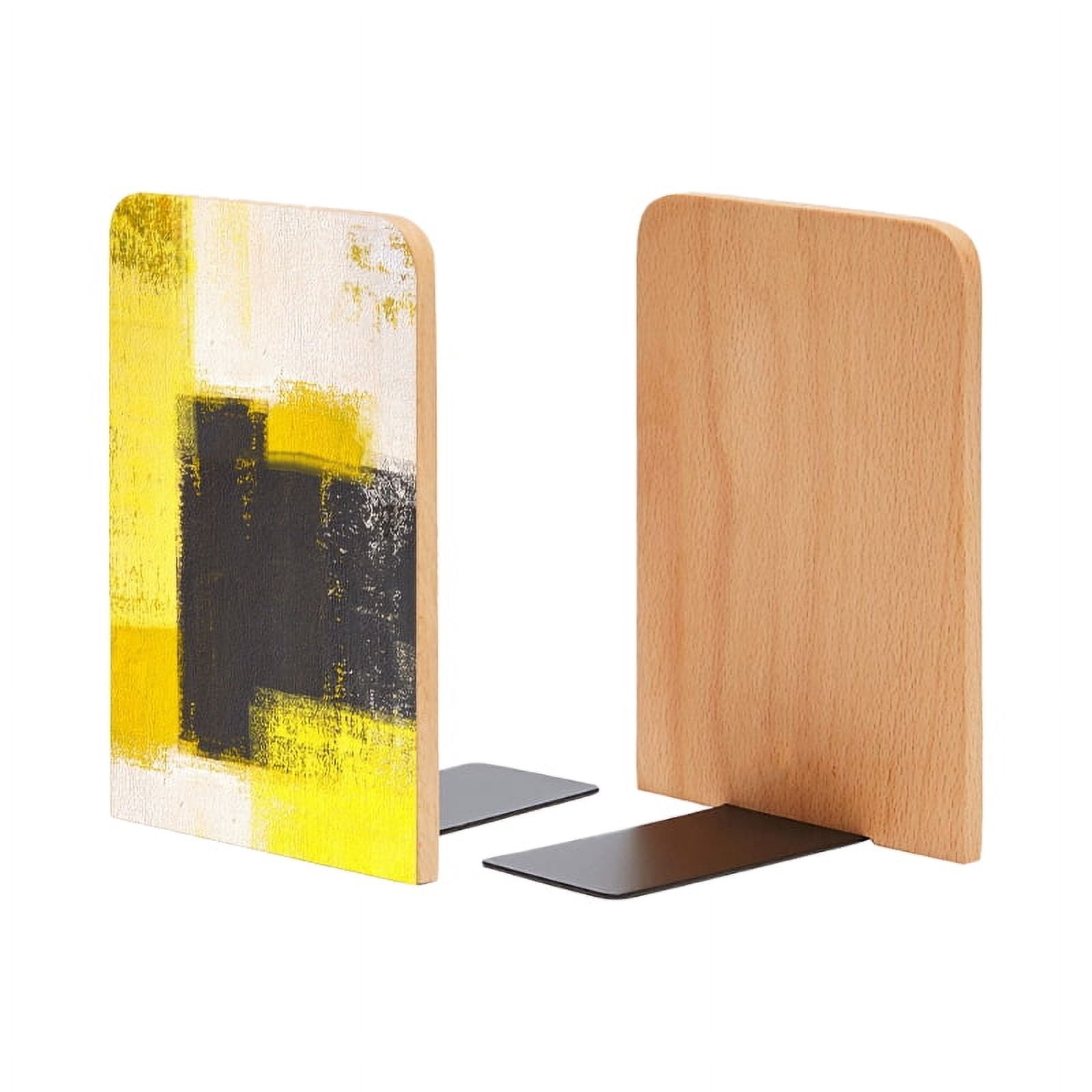 Bookends 1 Pair Non-Skid Bookend Wood Bookends for Shelves Book Stand ...
