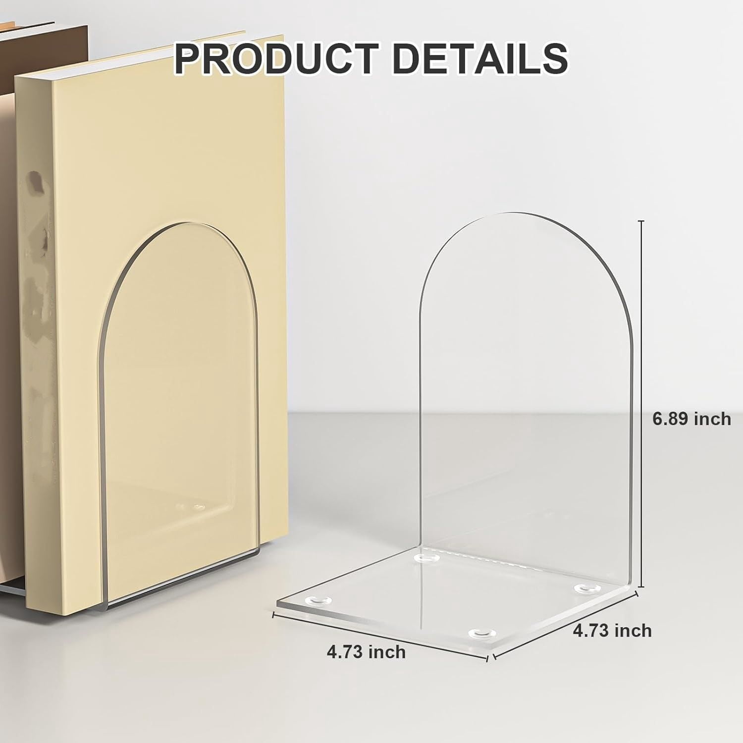 Bookends 8 Pieces, Book Ends for Shelves, Clear Bookends for Book ...