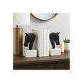 thumbnail image 1 of Bookends for Bookshelf Decor - Bold Metal Horse Head Bookends on Marble Base Perfect for Book Accessories - Decorative Bookends for Office, Desk Decor, or Home Library - Set of 2, 8", Black & White, 1 of 11