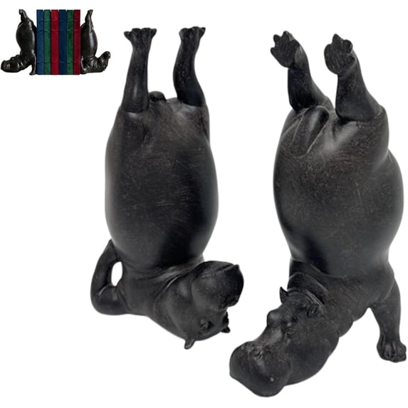 Bookends,Funny Bookends,Heavy Resin Acrobatic Bookend Holders,Creative Notebook Stand for Farmhouse Modern Decor,Compact Book Ornament for All Book Sizes (Black,AB)