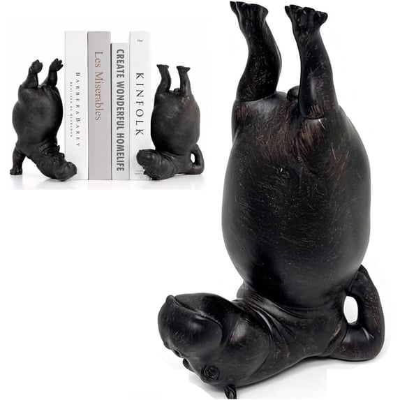 Bookends,Funny Bookends,Heavy Resin Acrobatic Bookend Holders,Creative Notebook Stand for Farmhouse Modern Decor,Compact Book Ornament for All Book Sizes (Black,A)
