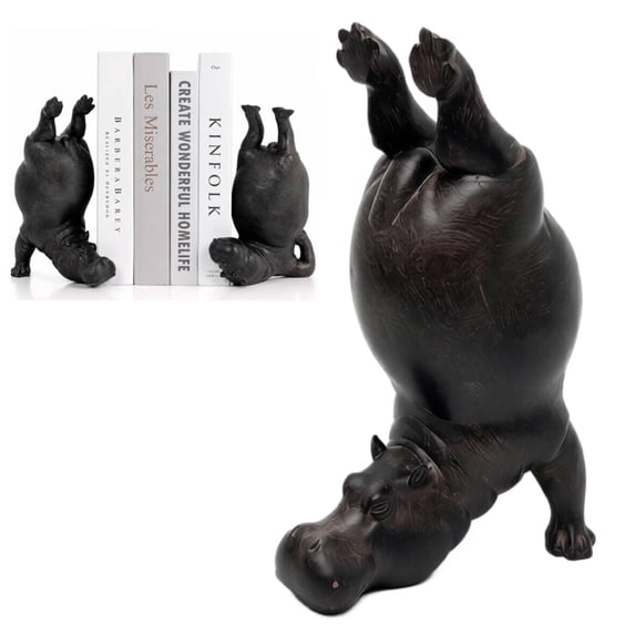 Bookends,Funny Bookends,Heavy Resin Acrobatic Bookend Holders,Creative Notebook Stand for Farmhouse Modern Decor,Compact Book Ornament for All Book Sizes (Black,B)