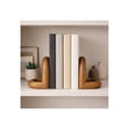 thumbnail image 1 of Decorative Mango Wood Bookends for Bookshelf Decor - Book Accessories for Office Desk, Home Library, or Shelf Accent - Book Ends for Entryway Console Table or Kitchen Counter - Set of 2, 8", Brown, 1 of 12