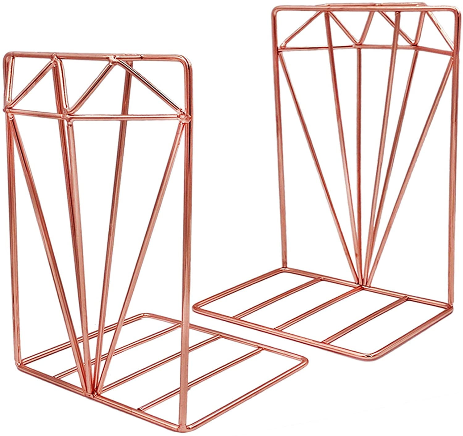 Bookends, Metal Book Ends for Shelves, Unique Diamond Design, Heavy