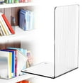thumbnail image 1 of Bookends for Shelves, Heavy Duty Acrylic Book Ends, Clear Rippled Pattern Book Holder Stand for Heavy Books Home Office Organizer and Desktop Decorative, 1 Pcs, 4.7x4.7x7.3", 1 of 7