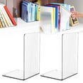 thumbnail image 1 of Bookends for Shelves, Heavy Duty Acrylic Book Ends, Clear Rippled Pattern Book Holder Stand for Heavy Books Home Office Organizer and Desktop Decorative, 2 Pcs, 4.7x4.7x7.3", 1 of 7