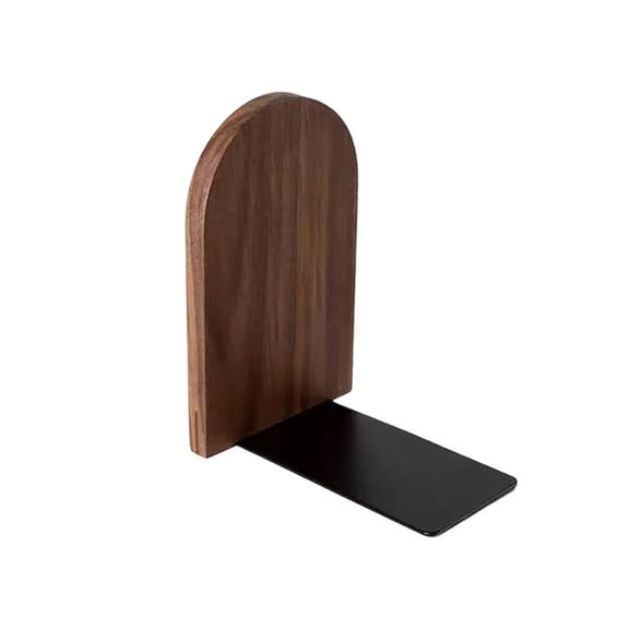 Bookends Solid Wood Bookends Heavy Duty Book Holder with Metal Base L Shaped Book Stand for Desk Shelf Book Organizer Home Office Decor Bookend Set