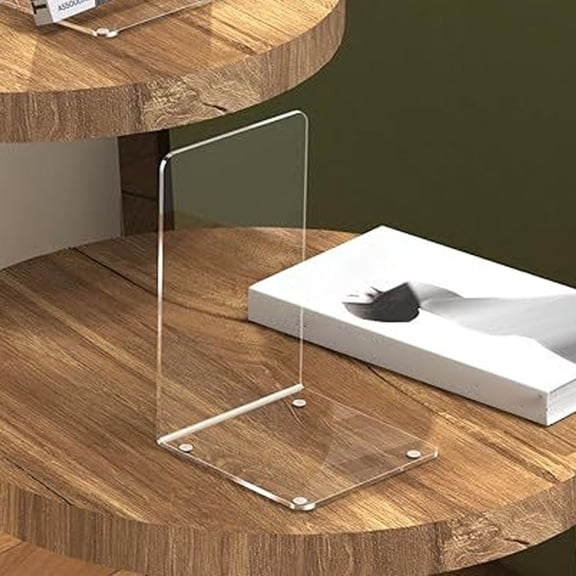 Bookends for Shelves, Acrylic Square L-Shaped Bookend with Non Mats Transparent (Ba), By TINGXIN