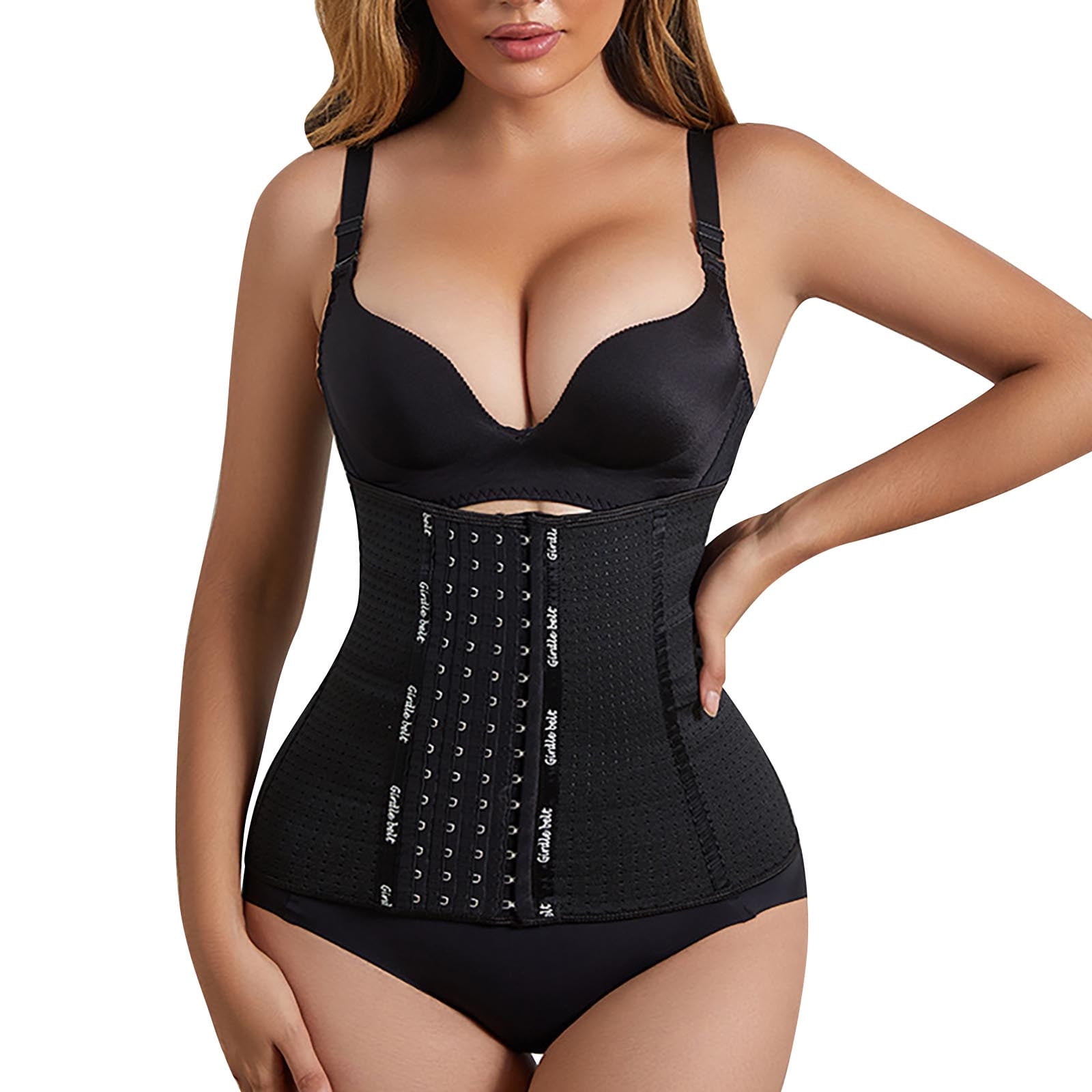 Booker Waist Trainer For Women Trim Corset Overbust Waist Cincher Bustier Sport Bodysuit Corset Waist Underwear Shapewear Bodysuit Black Polyester Spandex XXL Walmart