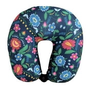 Bookisbunny Ultralight Micro Beads U Shaped Travel Neck Pillow Head Airplane Flower Print Sleep Support Cushion