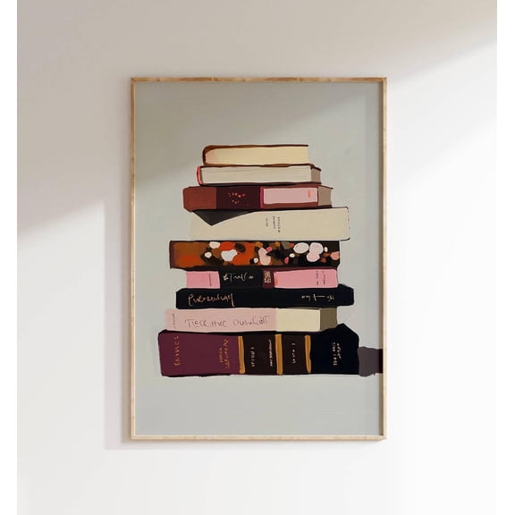 Bookish Art Stack Of Books Library Reading Nook Poster Art, Unframed Poster