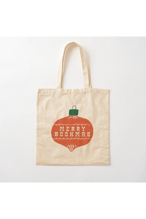 Bookish Bauble Red Canvas Tote Bags, Reusable Shopping Bag