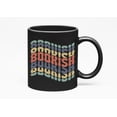 thumbnail image 1 of Bookish, Book Lover or Reading Enthusiast, Groovy Retro Wavy Text Merch Gift, Black 11oz Ceramic Mug, 1 of 5