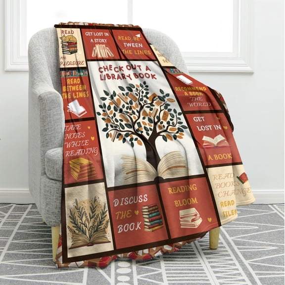 Bookish Gift 50"x60" Throw Blanket for Book Lovers and Readers