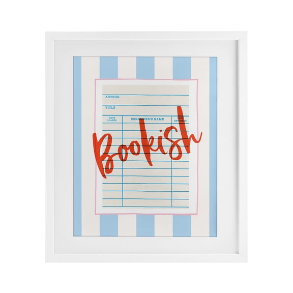 Stupell Industries Bookish Library Card White Framed Print Under Glass, design by Nadia Hassan