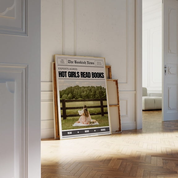 Bookish Newspaper Poster Hot Girls Read Books, Trendy Wall Art, Unframed Poster Size 8x12 F03.1.14l1928