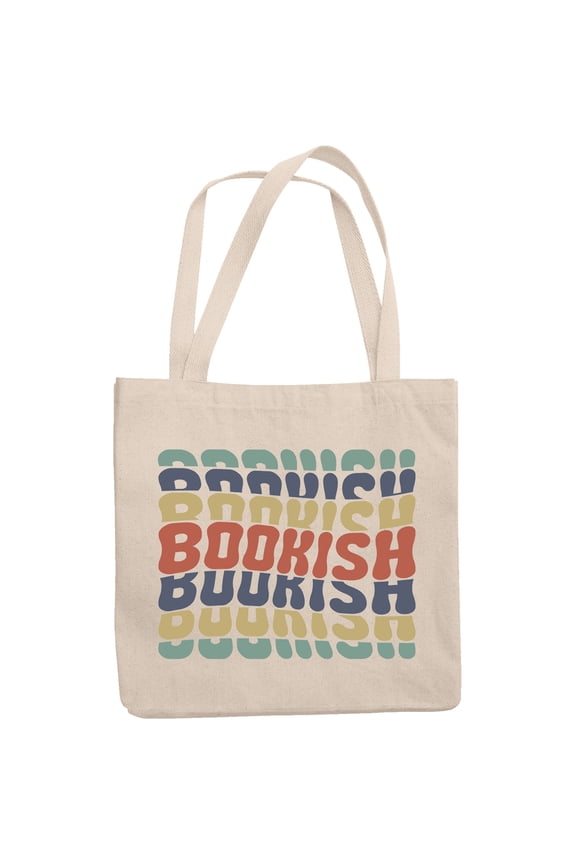 Bookish, Reading Enthusiast or Book Lover Themed, Groovy Retro Wavy Text Merch Gift, 12oz Canvas Tote Bag