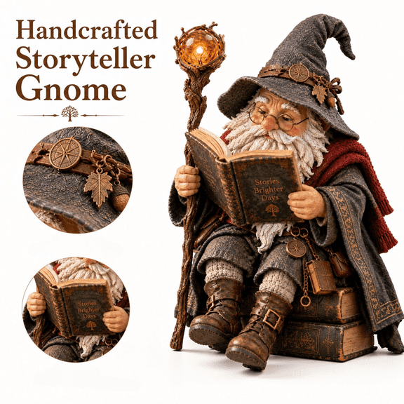 Bookish Reading Wizard Gnome Statue, Reading Gnome with Warm LED Glow, Versatile Bookish Decor for Bookshelf and Reading Nook