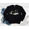 thumbnail image 1 of Bookish Sweatshirt, Book Lover Sweatshirt, Gift for Cat Lover, Cute Cat Book Sweatshirt, Librarian Gifts For Women, Floral Cat Sweatshirt, 1 of 2