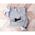 thumbnail image 1 of Bookish Sweatshirt, Book Lover Sweatshirt, Gift for Cat Lover, Cute Cat Book Sweatshirt, Librarian Gifts For Women, Floral Cat Sweatshirt, 1 of 2