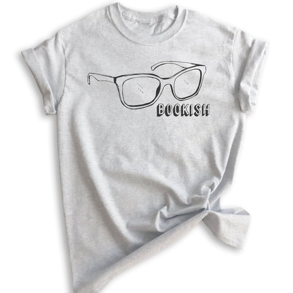Bookish T-shirt, Unisex Women's Men's Shirt, Glasses T-shirt, Reading T-shirt, Hipster Tee, Book Lover Tee, Heather Ash, Medium