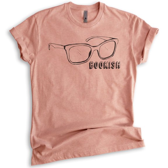 Bookish T-shirt, Unisex Women's Men's Shirt, Glasses T-shirt, Reading T-shirt, Hipster Tee, Book Lover Tee, Heather Sunset, 3X-Large