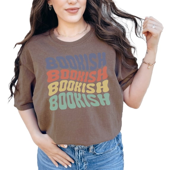 Bookish, Title for a Reading Enthusiast or Book Lover, Groovy Retro Wavy Text, Espresso Comfort Colors T-Shirt, XL