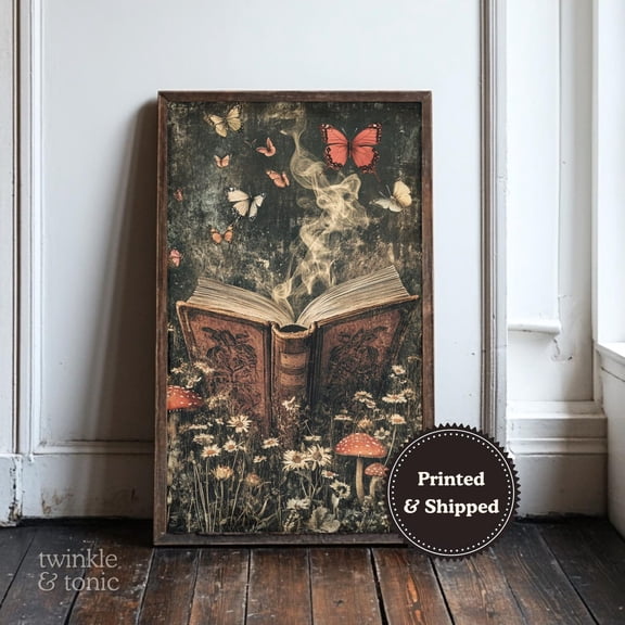 Bookish Victorian Art Print Dark Academia Moody Cottagecore Poster Library Reading Nook Design UNFRAMED Poster, Wall Art for Decor, Present, 24x36
