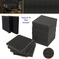thumbnail image 1 of Bookishbunny 10 pk Acoustic Foam Egg Crate Panel Wall Tile Audio Home Studio Deadening Soundproofing 12x12x1.5, 1 of 8