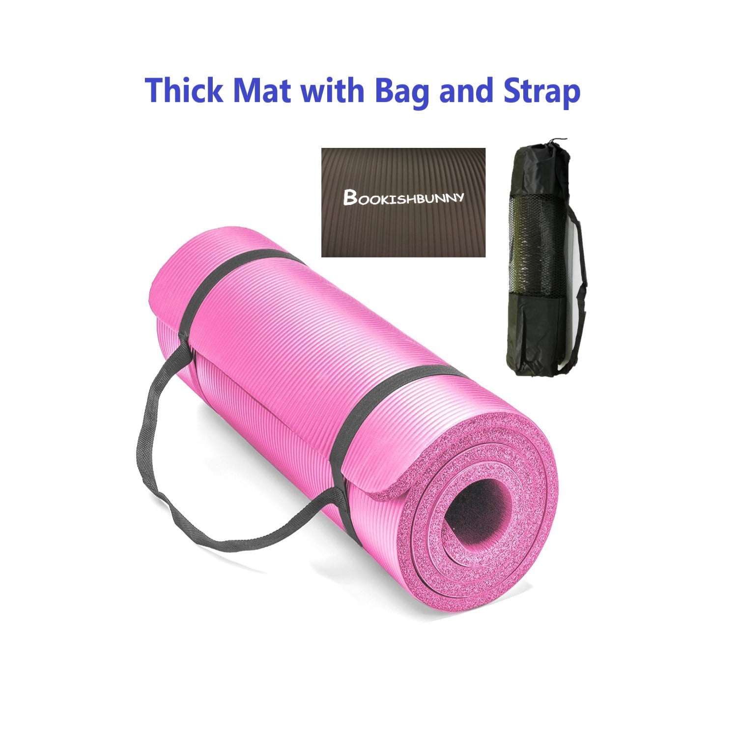 Bookishbunny 10mm Yoga Pilates Gym NBR Mat with Bag Strap