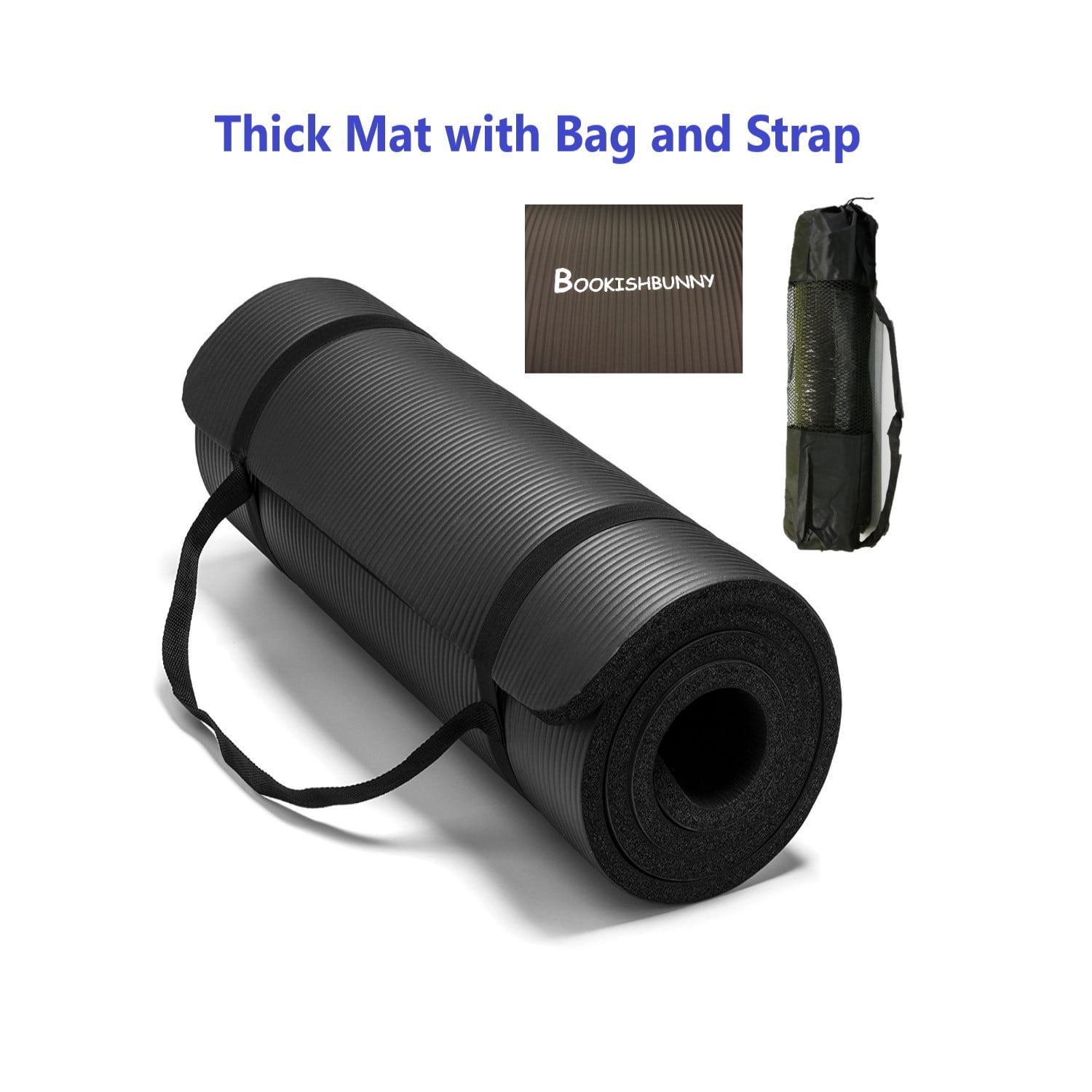 Bookishbunny 10mm Yoga Pilates Gym NBR Mat with Bag Strap