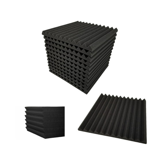Bookishbunny 12 Pks Acoustic Foam Panels Wall Record Studio Soundproofing Damping Fire Resistant 12 x 12 x 1" Black