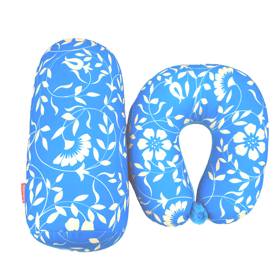 Bookishbunny 2 Pc Set Micro Bead U Shaped Neck Travel Pillow Lumbar Roll Back Support Cushion