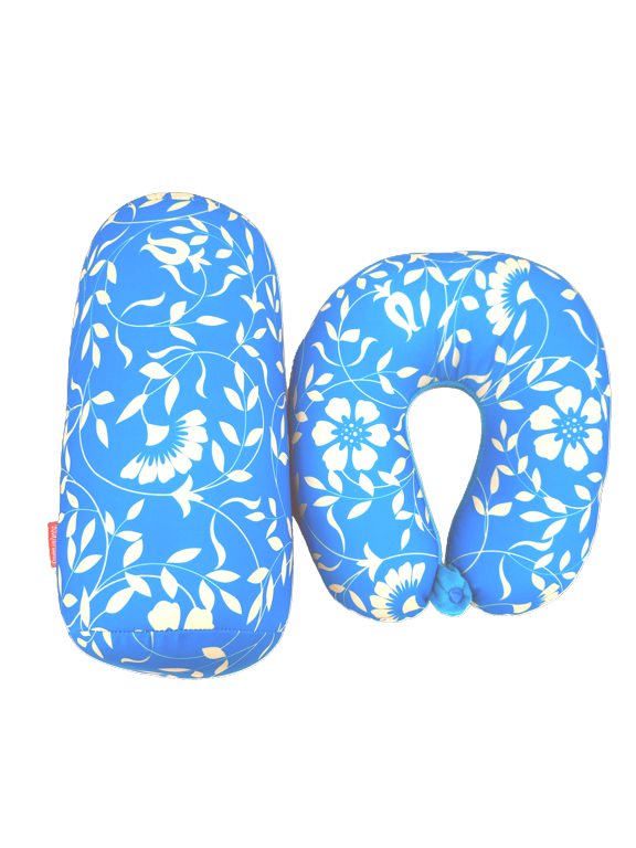 2 Pc Set Micro Bead U Shaped Neck Travel Pillow Lumbar Roll Back Support Cushion